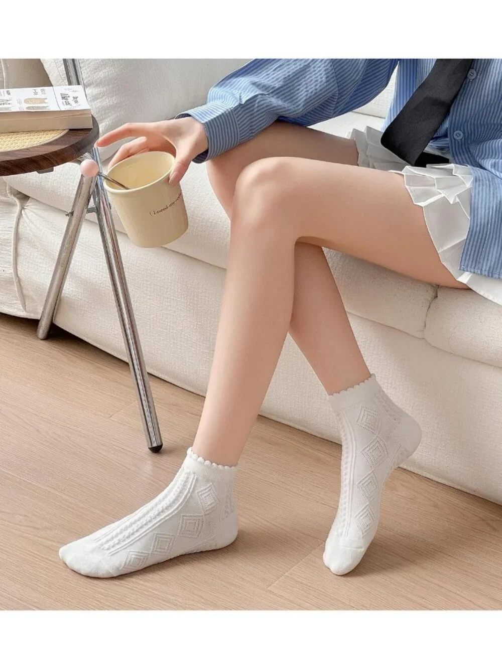 Cute Ruffle Ankle Socks for Women - 10 Pairs Cotton Frilly Low Cut, Breathable